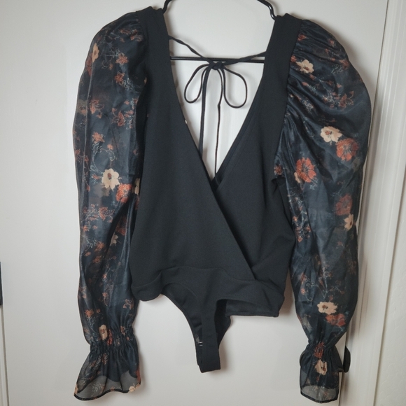 Intimately Free People Black Floral Bodysuit | Size Medium | NWT - Picture 7 of 8